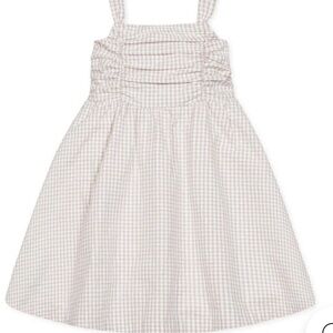 Adorable Kids Checkered Dress in Cream and Gray